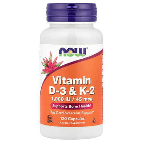 NOW Foods, Vitamin D-3 &amp; K-2, 120 Capsules